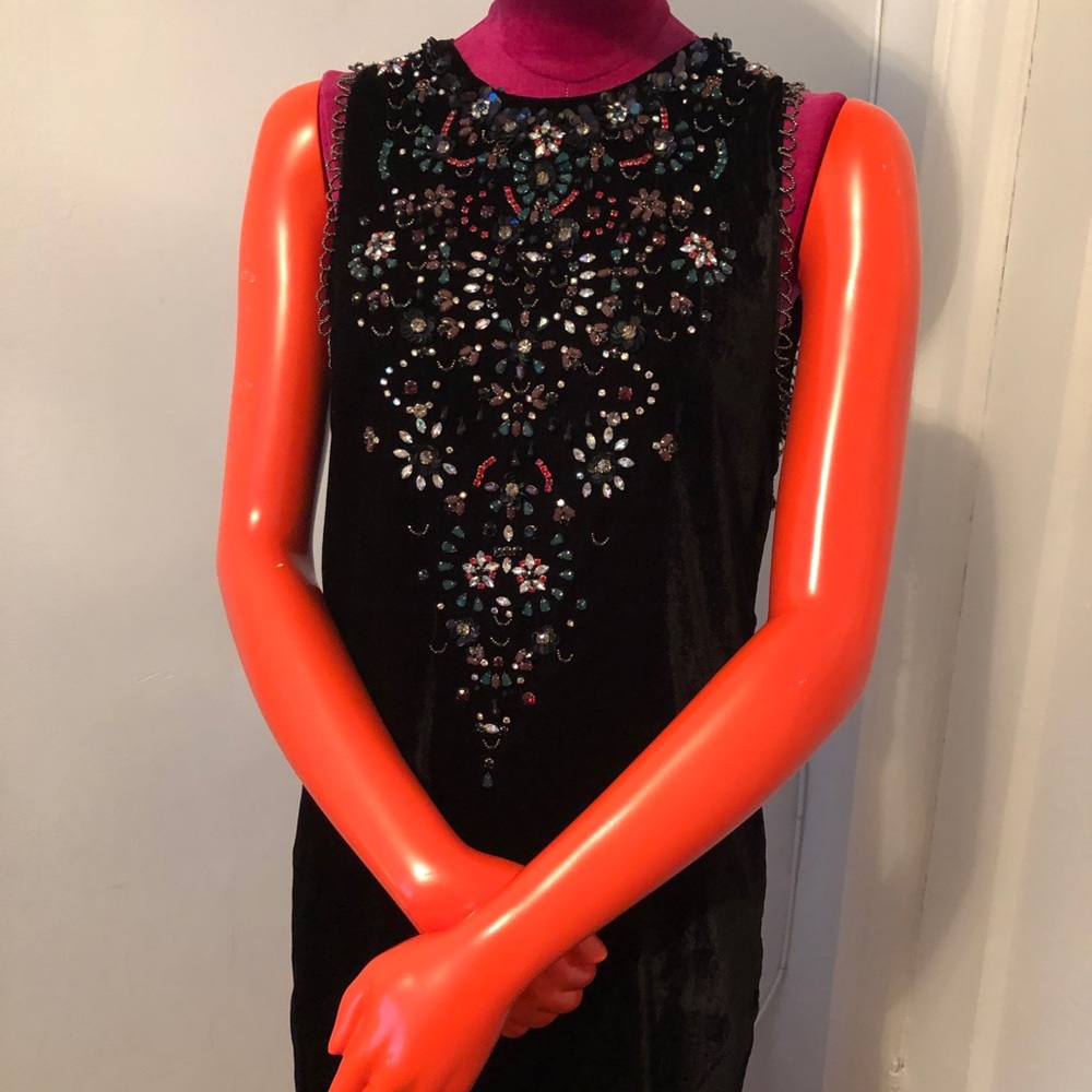 DRESS BLACK VELVET WITH RHINESTONE